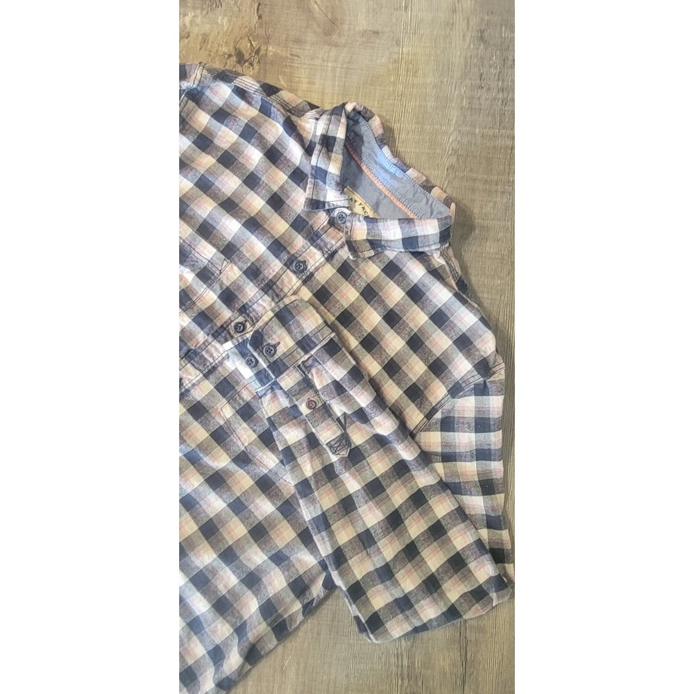 FatFace Men XL Regular Navy Pink Check Buffalo Plaid Button Up Shirt Long Sleeve